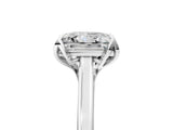 Silver Princess Cut Diamond Solitaire Ring with Flower Prong Setting and Classic Band_30