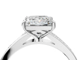 Silver Princess Cut Diamond Solitaire Ring with Pavé Band and Prong Setting_32