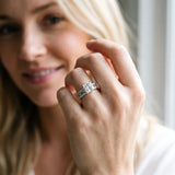 Silver Princess Cut Diamond Solitaire Ring with Pavé and Channel Set Band_127
