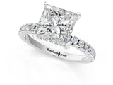 Silver Princess Cut Diamond Solitaire Ring with Round with Moissanite side stone Pavé Band and Four-Prong Setting_13