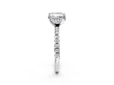 Silver Princess Cut Diamond Solitaire Ring with Round with Moissanite side stone Pavé Band and Four-Prong Setting_14