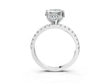 Silver Princess Cut Diamond Solitaire Ring with Round with Moissanite side stone Pavé Band and Four-Prong Setting_15