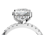 Silver Princess Cut Diamond Solitaire Ring with Round with Moissanite side stone Pavé Band and Four-Prong Setting_16