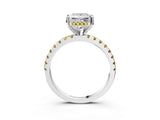 Silver Princess Cut Diamond Solitaire Ring with Round with Yellow Sapphire side stone Pavé Band and Four-Prong Setting_15