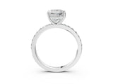 Silver Princess Cut Diamond Solitaire with Pave Band and Four-Prong Setting 3