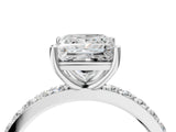 Silver Princess Cut Diamond Solitaire with Pave Band and Four-Prong Setting 4