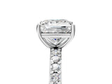 Silver Princess Cut Diamond Solitaire with Pave Band and Four-Prong Setting 5