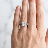 Silver Princess Cut Diamond Split Shank Halo Ring with Four-Prong Setting_80