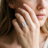 Silver Princess Cut Diamond Split Shank Halo Ring with Four-Prong Setting_82