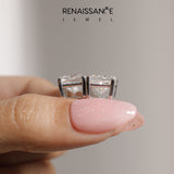 Silver 0.51 Carat E-F VVS-VS Princess Diamond Stud Earrings