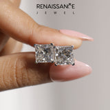 14K White Gold 2.02 Carat D VS2 Princess Diamond Stud Earrings