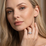Silver Princess Cut Diamond Three-Stone Ring with Pavé Split Shank and Four-Prong Setting_82