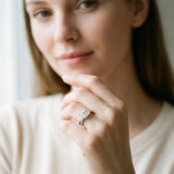 Silver Princess Cut Diamond Three-Stone Ring with Pavé Split Shank and Four-Prong Setting_83
