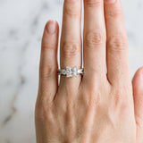 Silver Princess Cut Diamond Three-Stone Ring with Pavé Split Shank and Four-Prong Setting_86