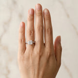 Silver Princess Cut Diamond Twisted Band with Pavé Setting and Four-Prong Setting_71