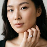 Silver Princess Cut Diamond Twisted Band with Pavé Setting and Four-Prong Setting_73