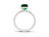 Silver Princess Cut Emerald Pavé Solitaire Ring with Round Band and Prong Setting_45