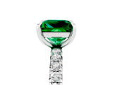 Silver Princess Cut Emerald Pavé Solitaire Ring with Round Band and Prong Setting_47