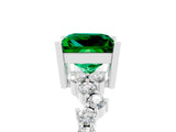 Silver Princess Cut Emerald Scattered Round Accent Ring with Prong Setting_47