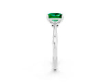 Silver Princess Cut Emerald Solitaire Engagement Ring with Classic Band and Four-Prong Setting_14