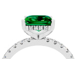Silver Princess Cut Emerald Solitaire Ring with Round  Pavé Band and Four-Prong Setting_40