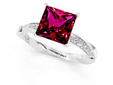 Silver Princess Cut Garnet Engagement Ring with Side Stone Accents and Four-Prong Setting_37