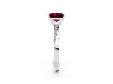 Silver Princess Cut Garnet Engagement Ring with Side Stone Accents and Four-Prong Setting_38