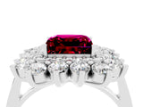 Silver Princess Cut Garnet Floral Double Halo Engagement Ring with Prong Setting_155