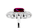 Silver Princess Cut Garnet Floral Double Halo Engagement Ring with Prong Setting_156