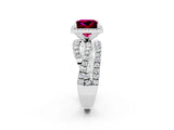 Silver Princess Cut Garnet Halo Ring with Round Split Shank and Prong Setting_68