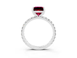 Silver Princess Cut Garnet Pavé Solitaire Ring with Round Band and Prong Setting_45