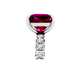 Silver Princess Cut Garnet Pavé Solitaire Ring with Round Band and Prong Setting_47