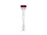 Silver Princess Cut Garnet Solitaire Engagement Ring with Cathedral Setting and Four-Prong Mount_14