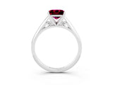 Silver Princess Cut Garnet Solitaire Engagement Ring with Cathedral Setting and Four-Prong Mount_15