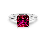 Silver Princess Cut Garnet Solitaire Engagement Ring with Cathedral Setting and Four-Prong Mount_18