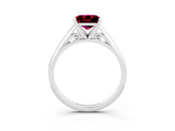 Silver Princess Cut Garnet Solitaire Engagement Ring with Cathedral Setting and Four-Prong Mount_21