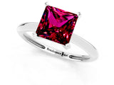 Silver Princess Cut Garnet Solitaire Engagement Ring with Classic Band and Four-Prong Setting_25