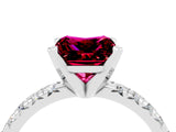 Silver Princess Cut Garnet Solitaire Pavé Engagement Ring with Round Band and Prong Setting_107