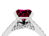 Silver Princess Cut Garnet Solitaire Ring with Crossover Gallery and Round  Pavé Band_52