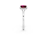 Silver Princess Cut Garnet Solitaire Ring with Flower Prong Setting and Classic Band_14