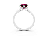 Silver Princess Cut Garnet Solitaire Ring with Flower Prong Setting and Classic Band_15
