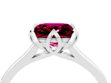 Silver Princess Cut Garnet Solitaire Ring with Flower Prong Setting and Classic Band_16