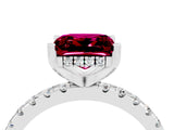 Silver Princess Cut Garnet Solitaire Ring with Round  Pavé Band and Four-Prong Setting_28