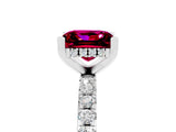 Silver Princess Cut Garnet Solitaire Ring with Round  Pavé Band and Four-Prong Setting_29