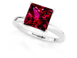 Silver Princess Cut Garnet Solitaire Ring with Thin Band and Prong Setting_43