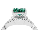 Silver Princess Cut Green Sapphire  Halo Twist Band Solitaire Prong Setting Ring_16