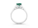Silver Princess Cut Green Sapphire Solitaire Engagement Ring with Cathedral Setting and Four-Prong Mount_3
