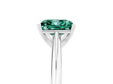 Silver Princess Cut Green Sapphire Solitaire Engagement Ring with Cathedral Setting and Four-Prong Mount_5