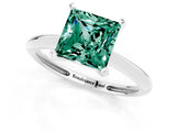 Silver Princess Cut Green Sapphire Solitaire Engagement Ring with Classic Band and Four-Prong Setting_13