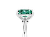 Silver Princess Cut Green Sapphire Solitaire Engagement Ring with Classic Band and Four-Prong Setting_17